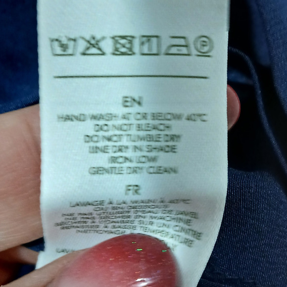 LILYSILK Dress Womens Small Navy Blue Silk Front Tie Wrap Midi Elbow Sleeve NWT - Picture 11 of 16